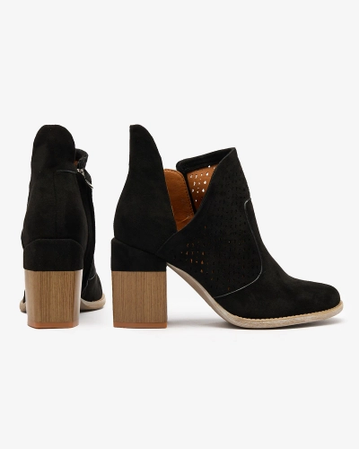 Royalfashion Black women's boots on a post and with a cutout Neafla
