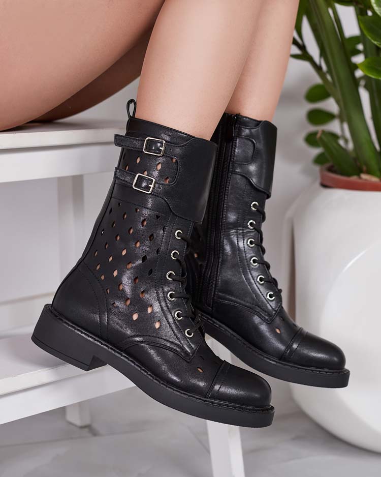 Royalfashion Women's openwork lace-up boots Belsel