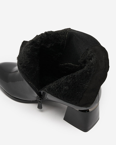 Royalfashion Black women's boots on a low post Nekery