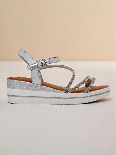 Royalfashion Women’s wedge sandals with rhinestones Ballosa