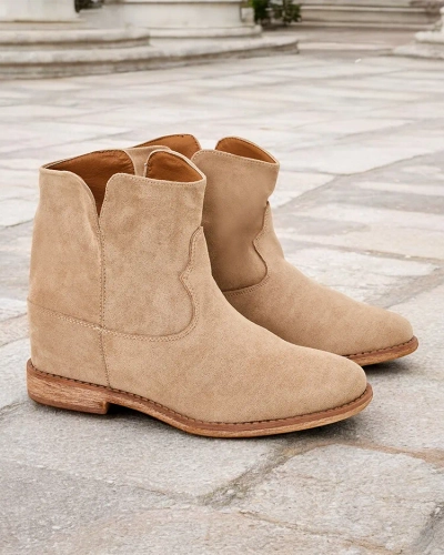 Royalfashion Boots in cowboy style on a covered wedge Blueston