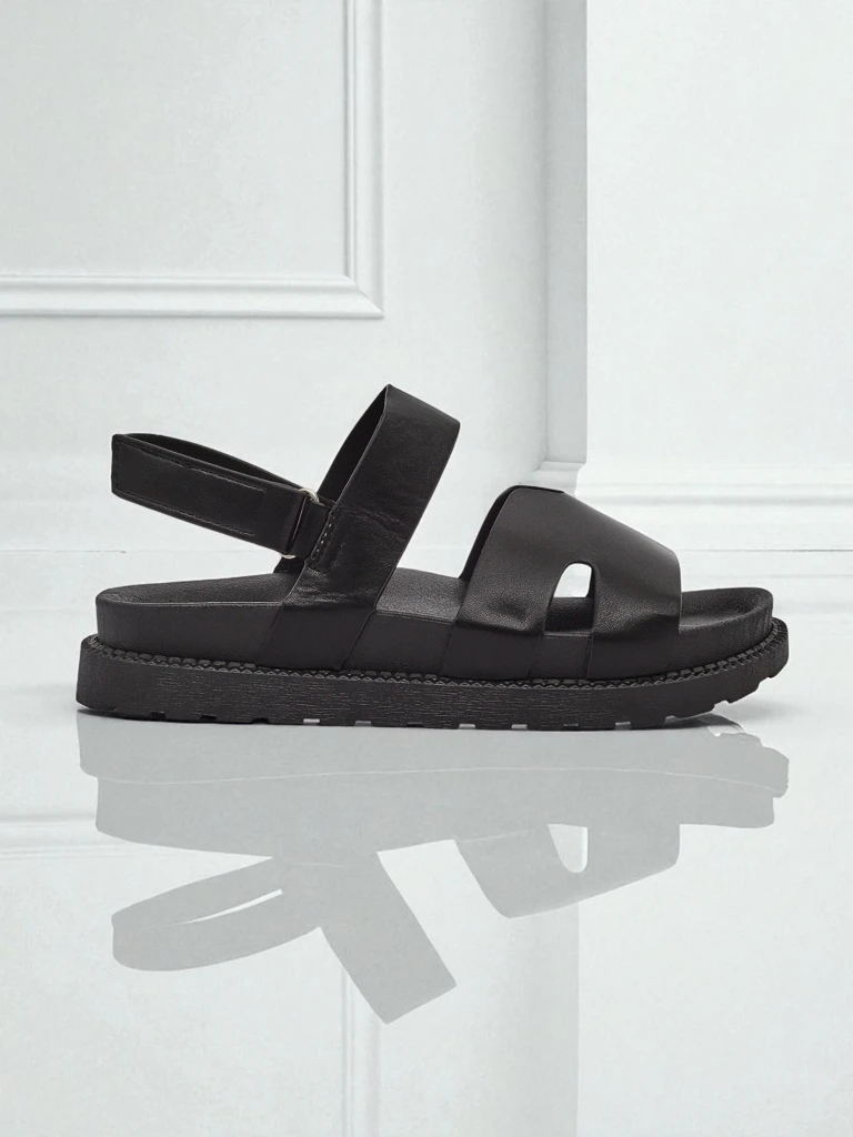 Hera Azzurro women's graphite eco-leather wedge sandals for summer