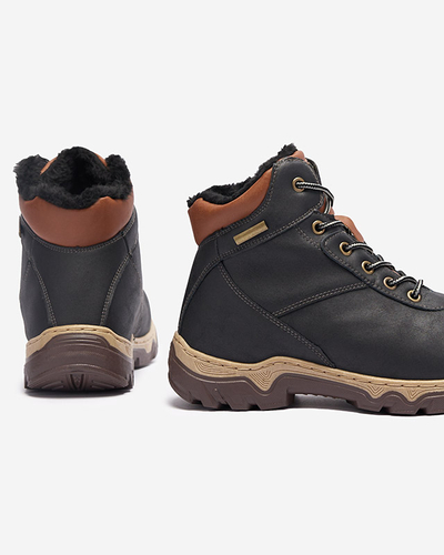 Poritsu karusnahaga seotud mustad naiste matkasaapad - Jalatsid