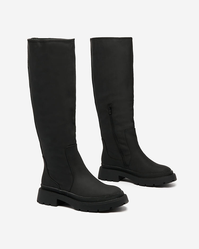 Royalfashion Matte black women's knee-high boots Ikemis