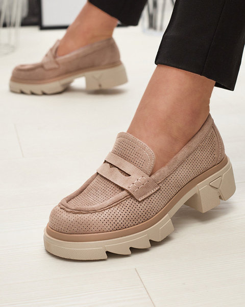 Helepruunid naiste mokassinad kindla tallaga Ejina - Jalatsid