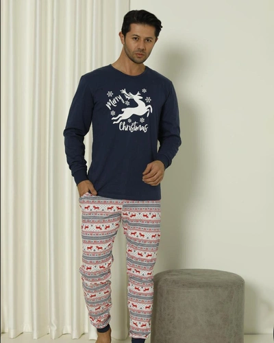 Royalfashion Christmas men's cotton pajama 2-piece Merry Christmas