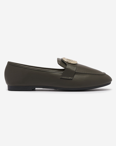 Dark green women's moccasins with gold embellishment Uletta - Footwear