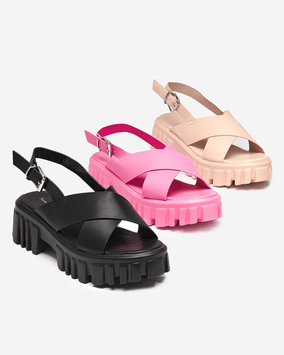 Black women's sandals on a massive Otida sole - Footwear