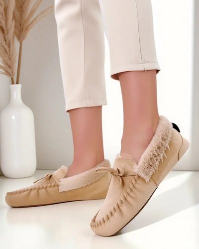 Кожаные мокасины Royalfashion для женщин с мехом Ahtikes
