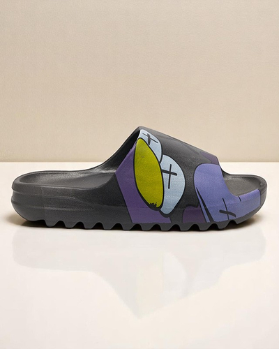 Royalfashion Black rubber flip-flops for women with print Pfizz