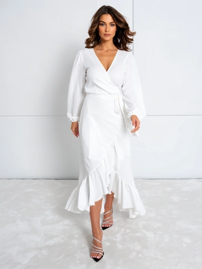 Royalfashion Siduv woma midi kleit volangidega
