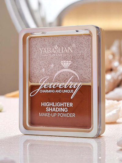 Pressed face highlighter and bronzer