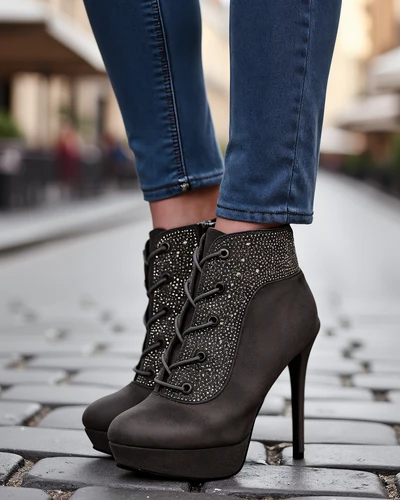 Royalfashion Women's ankle boots with rhinestones Efelolo