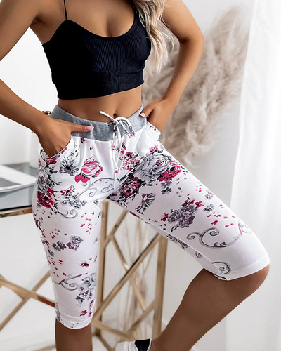 Women's 3/4 length pink and white shorts PLUS SIZE - Clothing