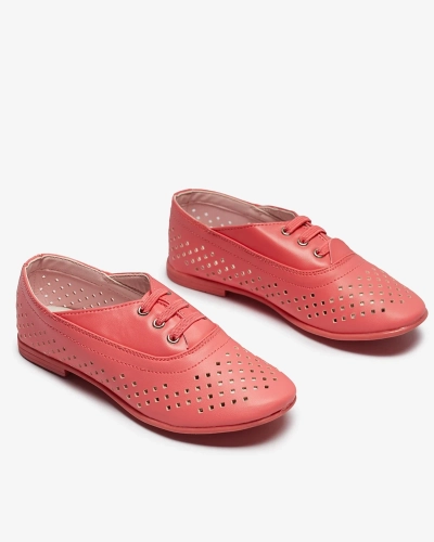 Pink children's openwork moccasins Janno- Footwear
