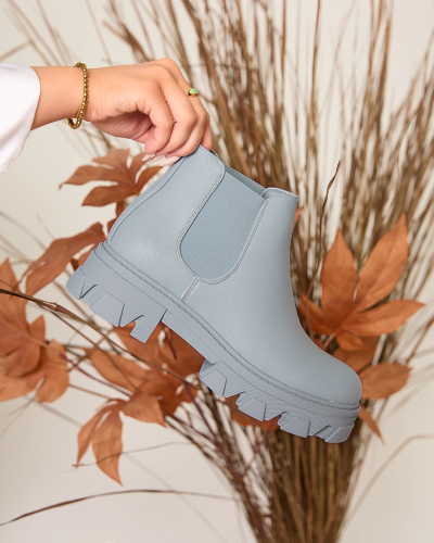 Royalfashion Women's flat heeled boots in blue Alussady