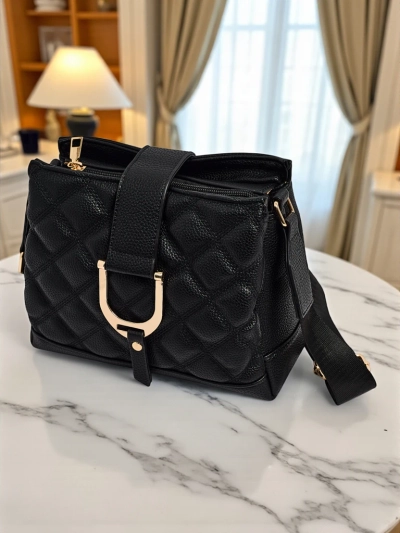 Small Quilted Handbag in Soft Eco-Leather Cinder Loom