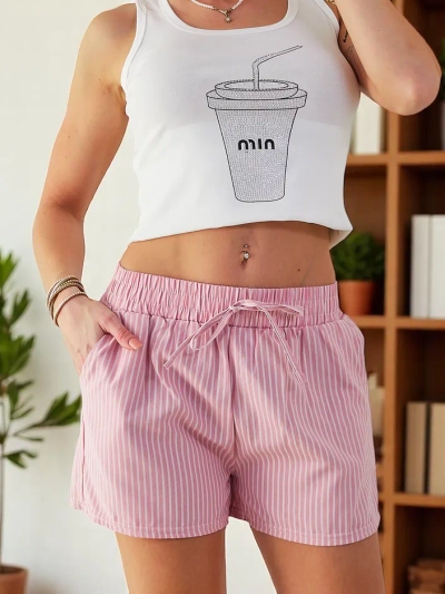 Шорты Royalfashion для женщин с эластичным поясом и завязками в полоску