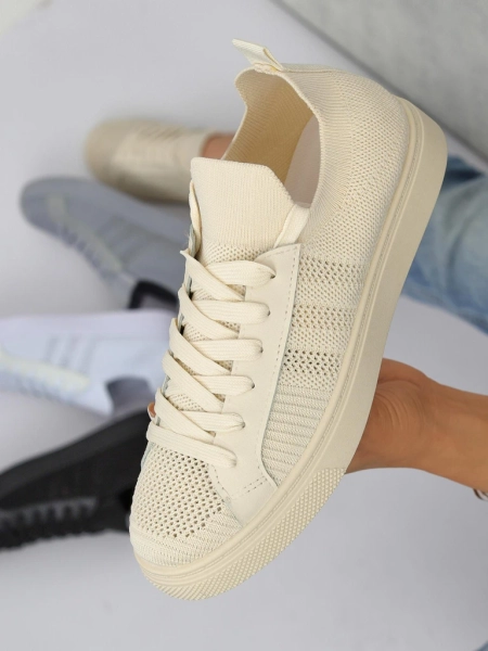 Beige Damiani sneakers - light fabric/eco-leather sneakers for summer