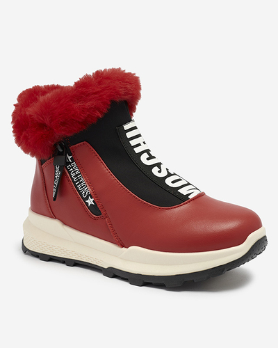 Red women's insulated boots with fur Scherr- Footwear