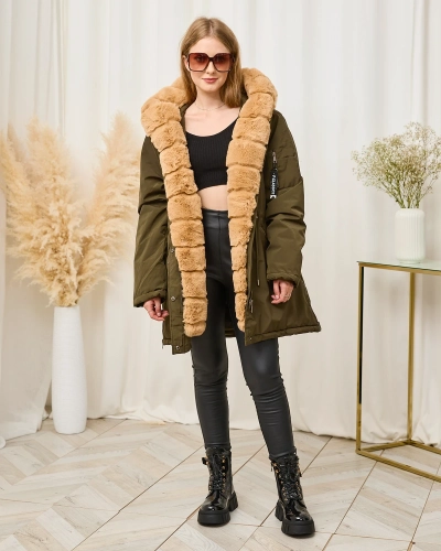 Women's green winter jacket PLUS SIZE - Clothing