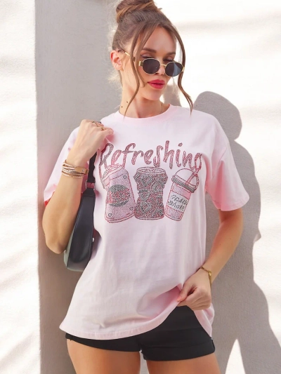 Royalfashion Puuvillane naiste t-särk rhinestone trükiga