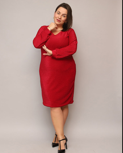 Royalfashion Glittering naiste kleit enne põlve punane PLUS SIZE