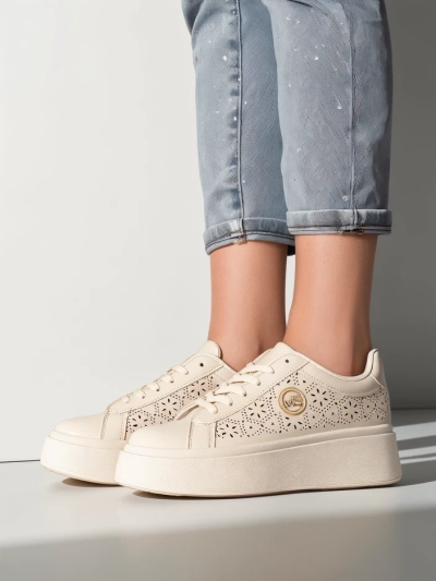 Aurelia Beige Platform Sneakers Royalfashion Eco Leather