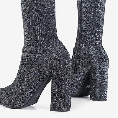 Ботинки женские графитовые блестящие на столбе Гослава - Обувь