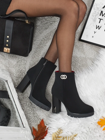 Stella Black Elegant Heel Ankle Boots