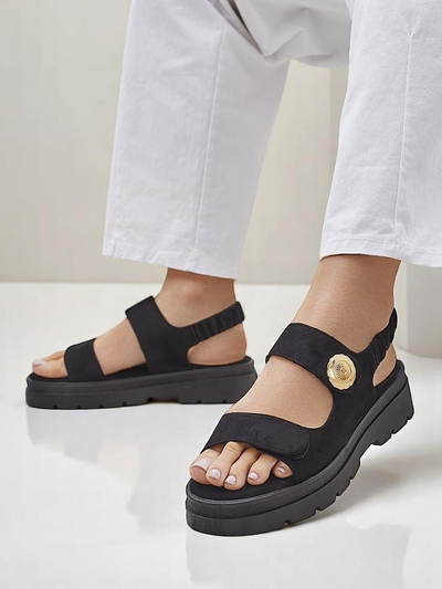 Royalfashion Anthea Nero naiste sandaalid – must seemisnahk, 5 cm platvorm