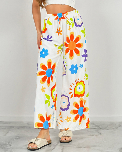 Royalfashion Naiste laiad lillemustrilised riidest püksid