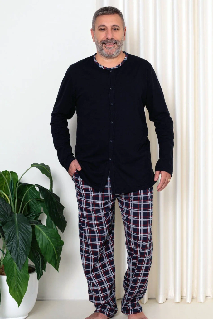 Royalfashion Men's cotton plaid pajamas PLUS SIZE