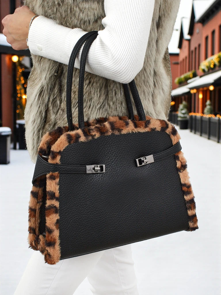 Väike naiste ökonahast panterprindiga kott Panthory