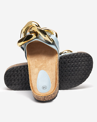 Тапочки женские синие с декором Sofig- Footwear