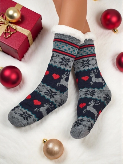 Aurora Women's Multicolor Knitted Socks with Warm Fur