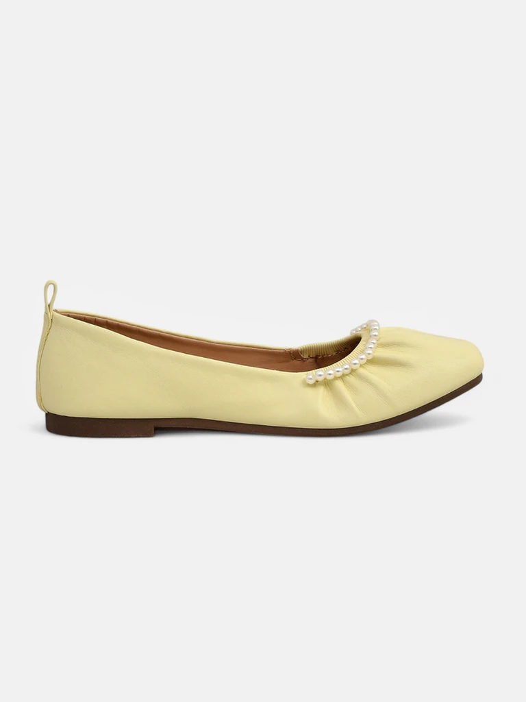 Aurelia Bella Women's Ballet Flats in Yellow Eco Leather