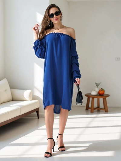 Royalfashion Smooth women's dress a'la Spanish with frills