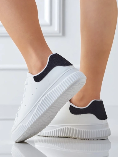 Callista women's platform sneakers made of white and black eco-leather