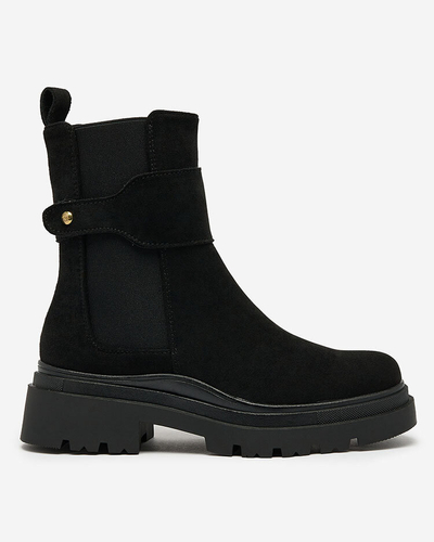 Royalfashion Black women's boots with decorative strap Doasa