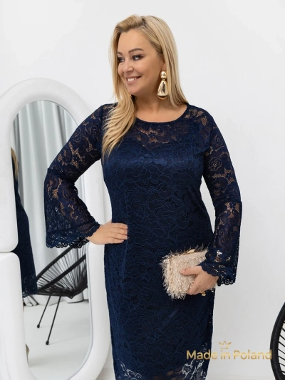 Women's Lace Midi Dress with Wide Sleeves Kiss Star