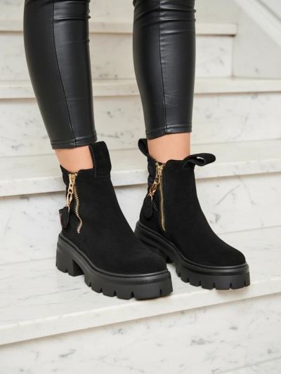 Royalfashion Eco suede naiste saapad musta värvi Refaset