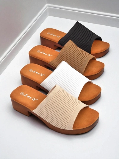 Royalfashion Женские шлепанцы на низком каблуке Ribbed Grace