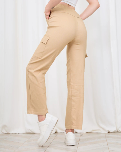 Royalfashion Beige Women's Wide Cargo Pants