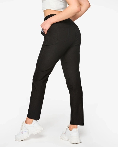 Naiste sirged musta värvi riidest püksid PLUS SIZE- Rõivad