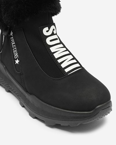 Valentina Black Fur Ankle Boots