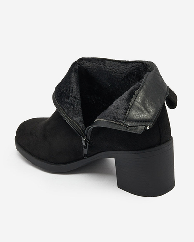 Royalfashion Черные женские сапоги на низкой шпильке из экозамши Rejerry