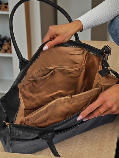 Aristea Nero women's bag black eco leather 41x31 elegant