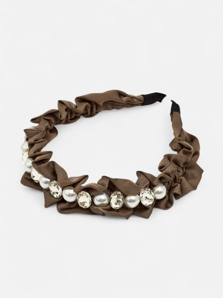 Royalfashion Повязка на голову с оборками и жемчугом
