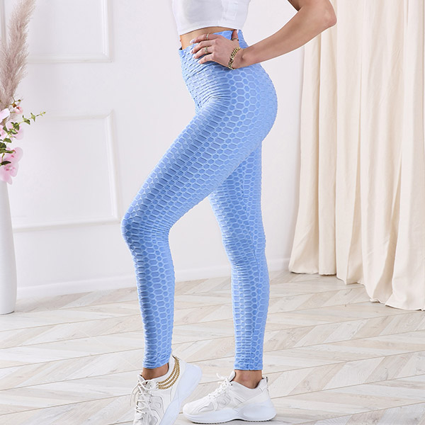 Patterned blue women's leggings- Clothing